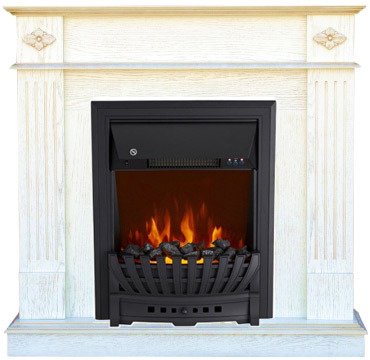 

Каминокомплект Smolcom Brighton Corner STD-ASP с Aspen Black (белый дуб, патина золото)