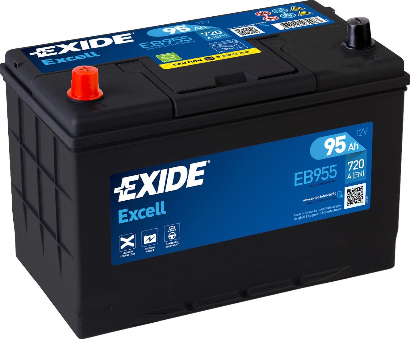 

Автомобильный аккумулятор Exide Excell EB955 (95 А·ч)