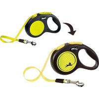 Поводок-рулетка Flexi Neon S ремень 5 м (черный/неон)