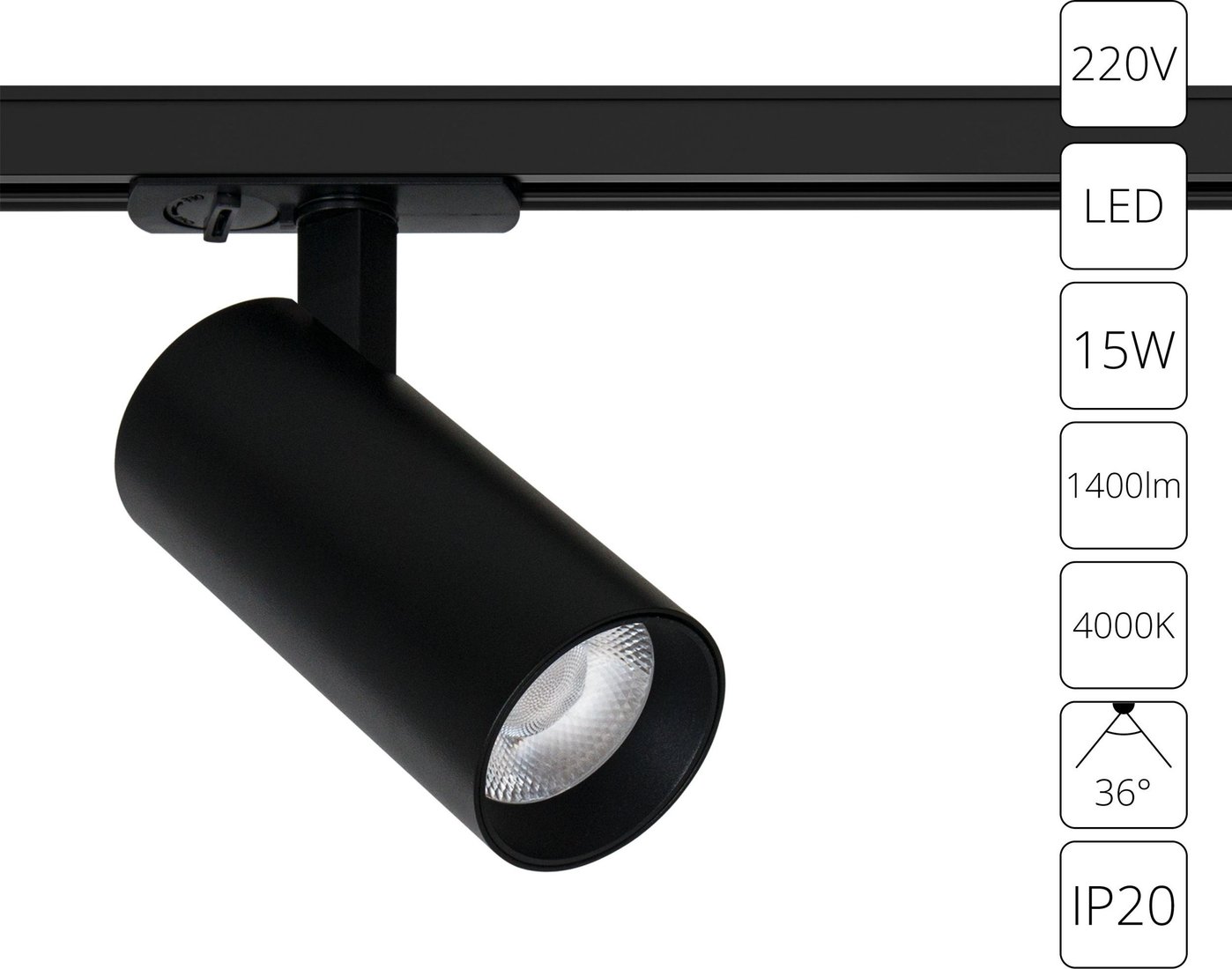 

Трековый светильник Arte Lamp Bene A1946PL-1BK