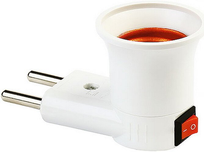 Адаптер SmartBuy Переходник вилка-Е27 с выключателем SBE-A-L-E27