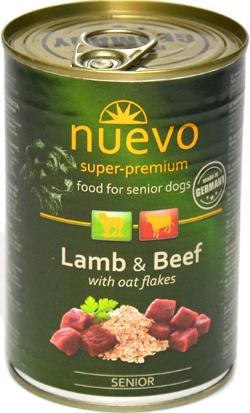 

Консервированный корм для собак Nuevo Senior Lamb and Beef with oat flakes (ягненок и говядина с овсяными хлопьями) 400 г