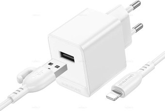 Сетевое зарядное Borofone BAS11A Lightning (белый)