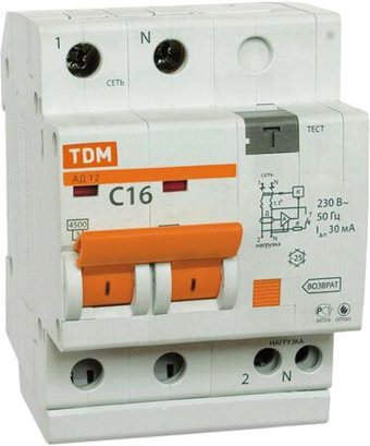 Дифференциальный автомат TDM Electric АД-12-2Р-25А-30мА SQ0204-0011