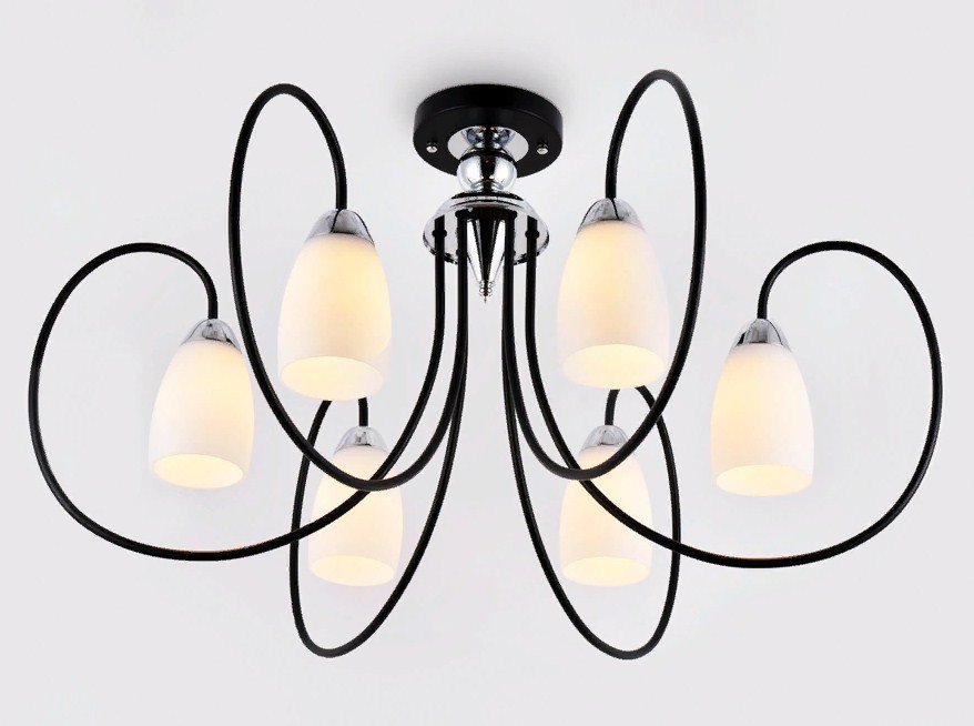 

Люстра средней высоты Ambrella light TR3121/6 BK/CH (черный/хром)