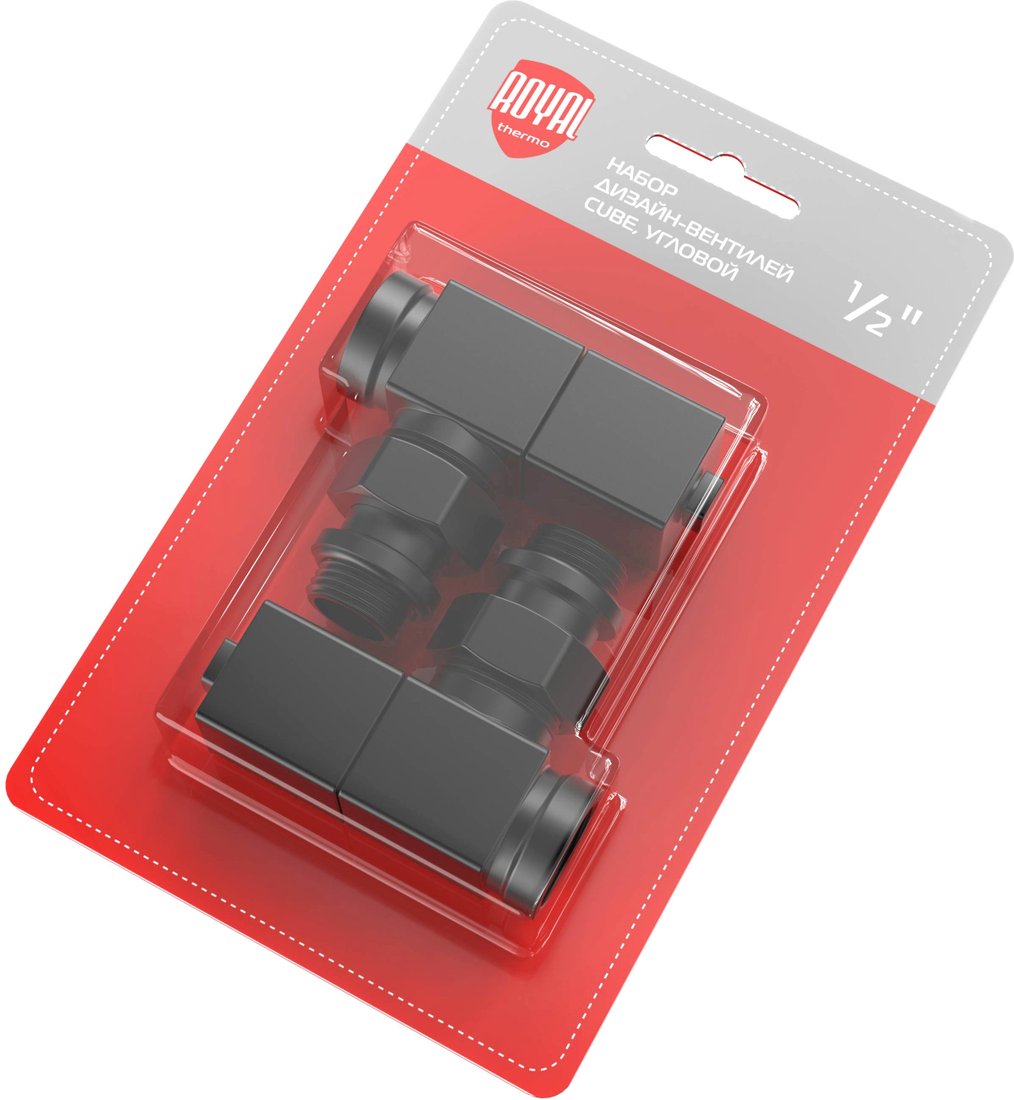 

Вентильный кран Royal Thermo Cube угловой 1/2" RTE 56.0009 (черный)