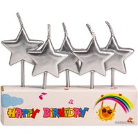 Набор свечей для торта Miland Серебряные звездочки С-2541 (5 шт)