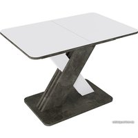 Кухонный стол Трия Люксембург тип 1 (ателье темный/белый/стекло белое матовое)