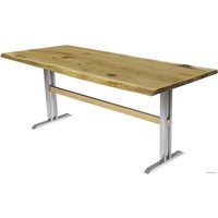 Кухонный стол Buro7 Двутавр 180 (с обзолом и сучками, дуб натуральный/серебро)