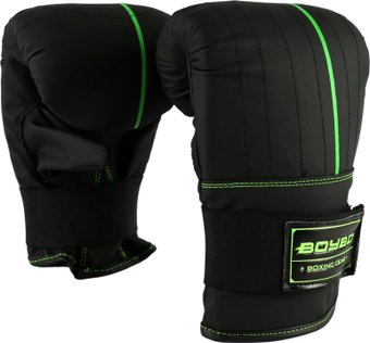 Перчатки для бокса BoyBo B-series снарядные (XS, черный/зеленый)