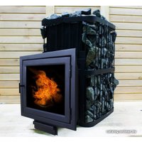 Банная печь ComfortProm Чугун 20м3 закрытая каменка, панорама в Борисове