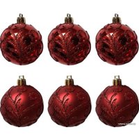 Елочная игрушка Волшебная страна Завитки 007485 (6 шт, красный)