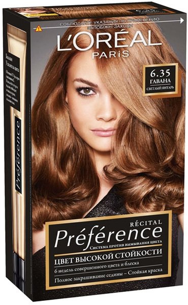 

Крем-краска для волос L'Oreal Recital Preference 6.35 Гавана Светлый янтарь