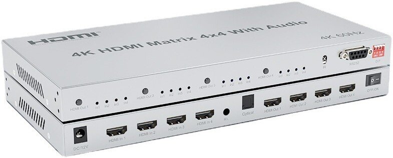 

Переключатель USBTOP 4×4 HDMI 4K60Гц PRO, jack 3.5mm, SPDIF/Toslink, RS232, EDID, пульт ДУ 559422