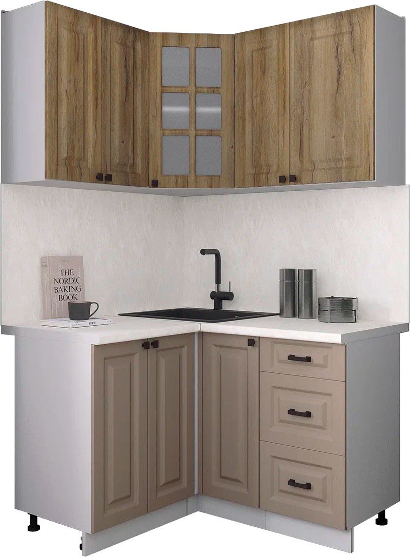 

Готовая кухня Интерлиния Мила Деко 1.2x1.3 (луна/дуб вотан/опал светлый)