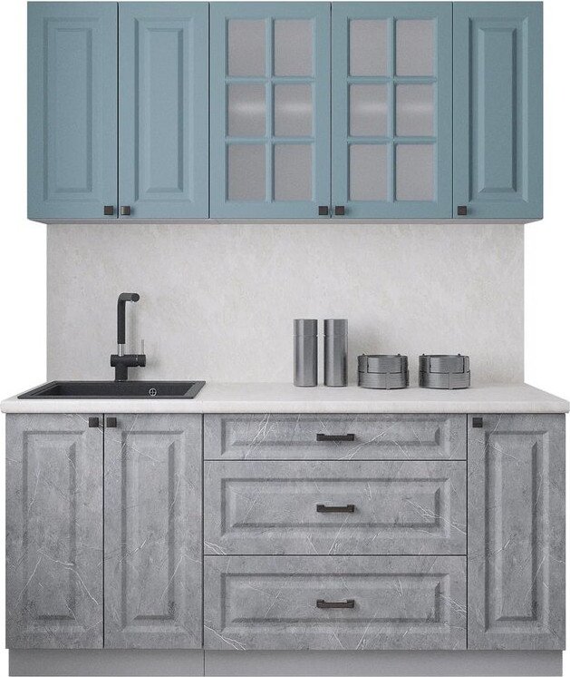 

Готовая кухня Интерлиния Мила Деко 1.7Б (керамика/океан/опал светлый)