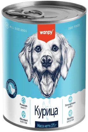 

Консервированный корм для собак Wanpy Dog курица (375 г)
