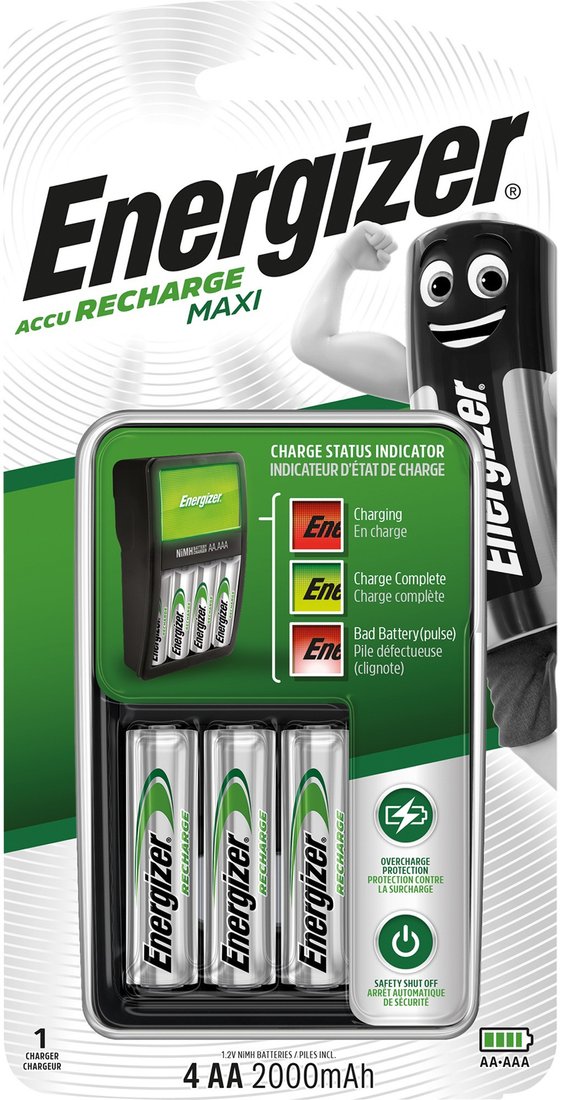 Аккумуляторы + зарядное Energizer Maxi Charger + 4xAA 2000mAh E300321200