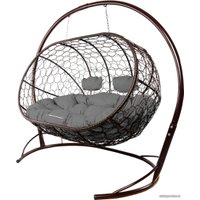 Подвесной диван M-Group Лежебока 11180209 (с коричневым ротангом/серая подушка)