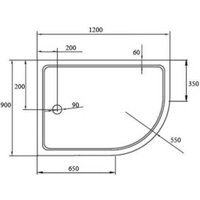 Душевой поддон Cezares TRAY-S-RH-120/90-550-13-W-L