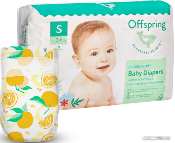 Подгузники Offspring M 6-10 кг Апельсины (42 шт)