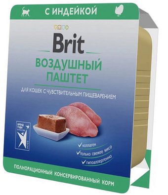 Консервированный корм для кошек Brit Premium с индейкой с чувствительным пишеварением 100 г