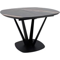 Кухонный стол Listvig Merlin 110-150х75 (МДФ+HPL-пластик черный Sahara Noir/черный)