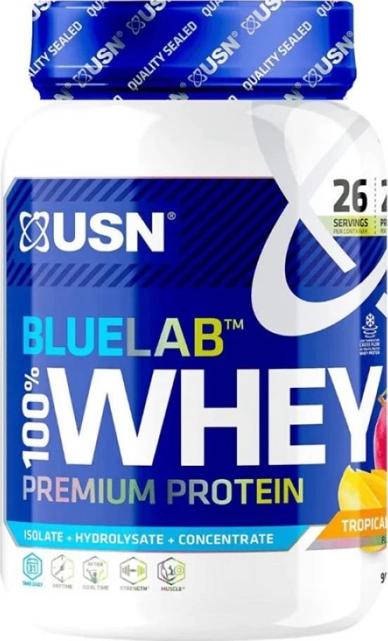 

Протеин сывороточный (концентрат) USN BlueLab 100% Whey (908г, тропический смузи)
