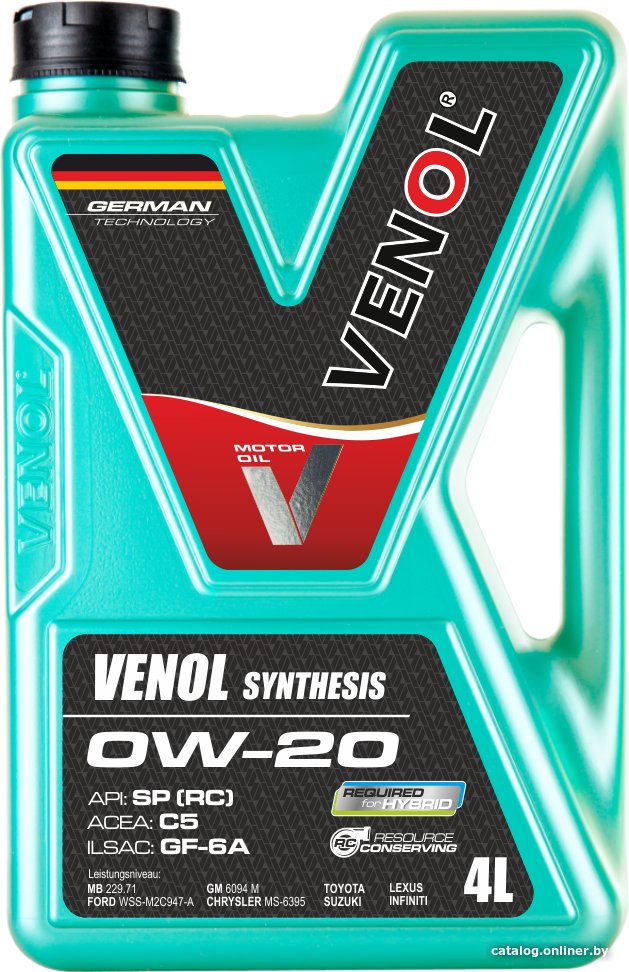 Моторное масло Venol Synthesis 0W-20 SP (RC) C5 GF-6A 4л