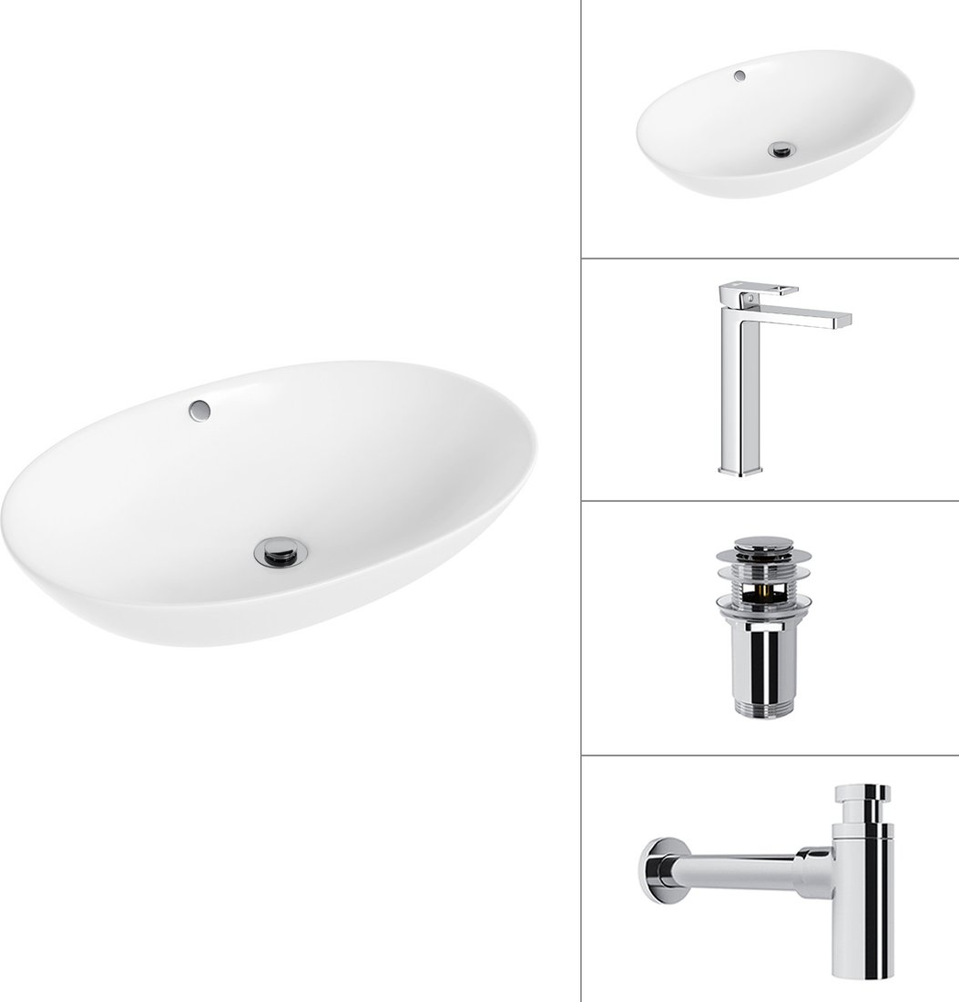 Умывальник Lauter 21709 + Cascade 21СК0655C + сифон 21635CH + дон.клапан 21190CH (хром)