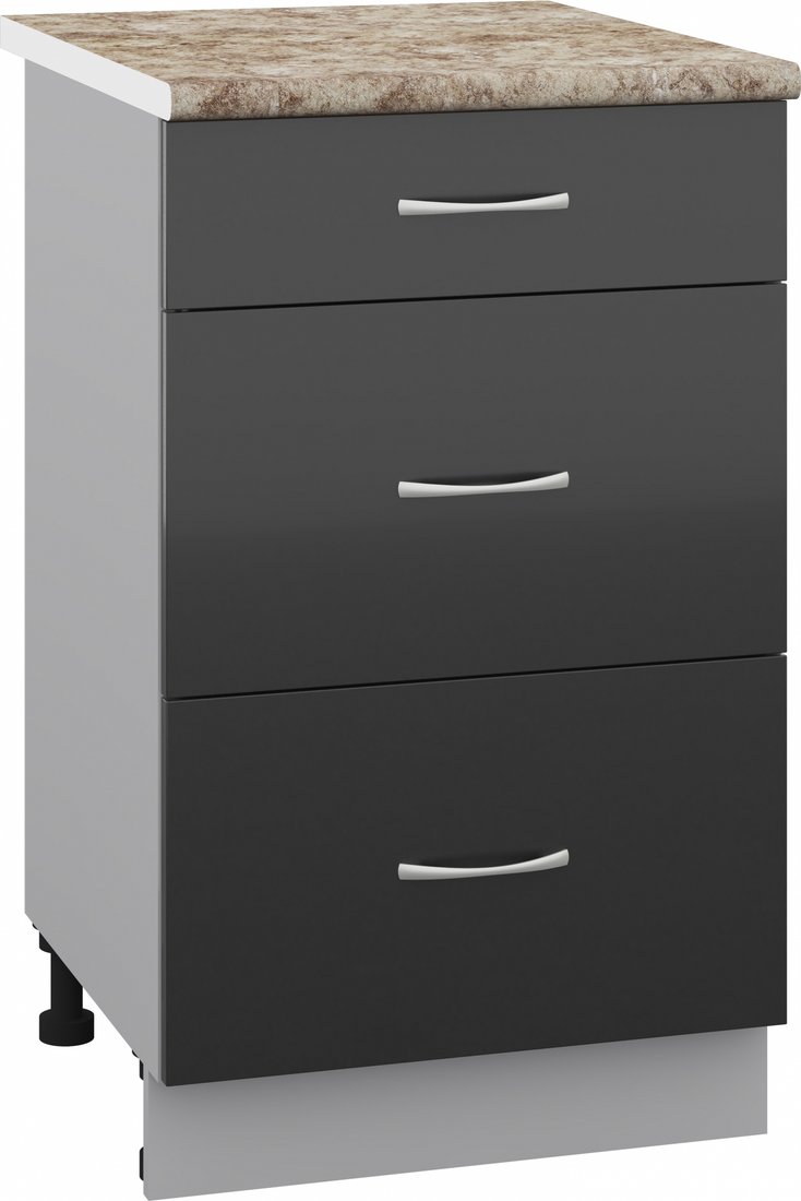 

Шкаф напольный Кортекс-мебель Корнелия Лира НШ50р3ш (черный/мадрид)