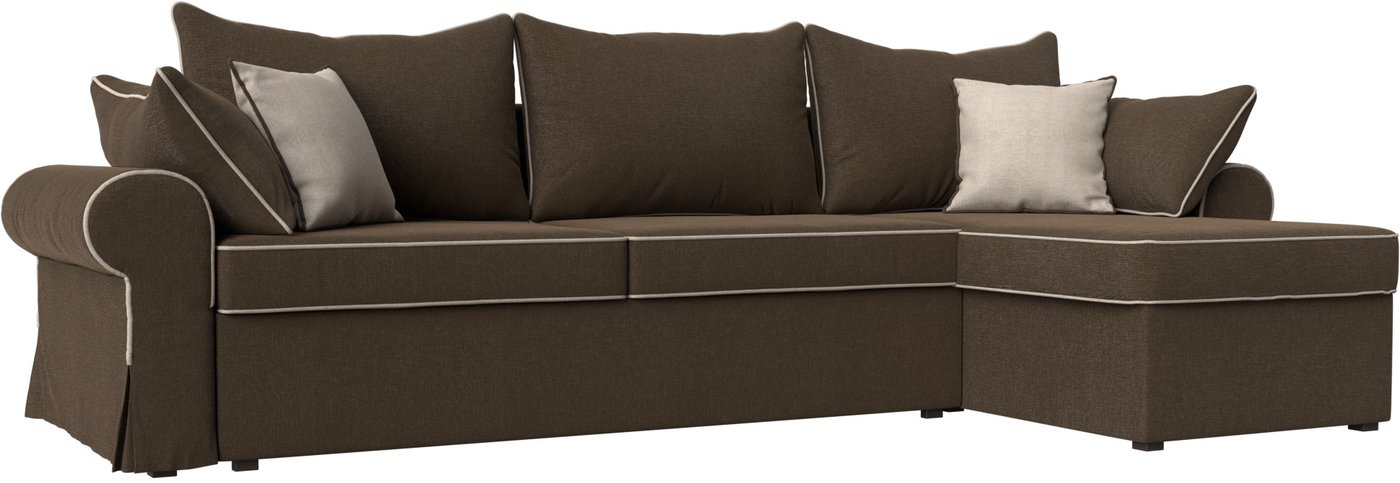 

Угловой диван Лига диванов Элис правый 110277 (рогожка коричневый/бежевый)