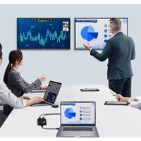 Адаптер USBTOP USB-C - 2х HDMI 4K 60Гц для двух мониторов, PD + jack 3.5мм 559408 (черный)