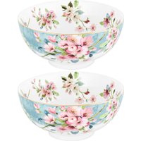 Набор салатников Elan Gallery Яблоневый цвет на голубом New Bone China 420785