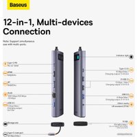 Док-станция Baseus Metal Gleam Series 12-in-1 Multifunctional Type-C Hub Docking Station WKWG020213