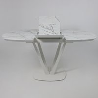 Кухонный стол Listvig Merlin 110-150х75 (МДФ+HPL-пластик белый Monte Belo/белый)