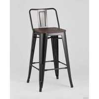 Стул Stool Group Tolix Wood со спинкой YD-H765E-W LG-01 (черный глянцевый/темное дерево)