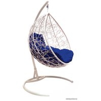 Подвесное кресло M-Group Капля 11020110 (белый ротанг/синяя подушка)