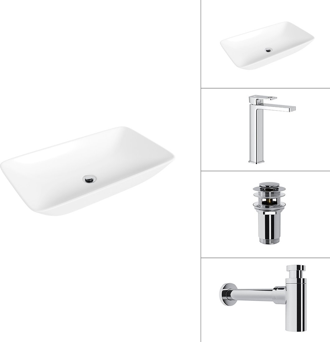 Умывальник Lauter 21886 + Cascade 21СК0655C + сифон 21635CH + дон.клапан 21190CH (хром)