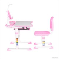 Парта Anatomica Avgusta + стул + выдвижной ящик + светильник + подставка (белый/розовый)