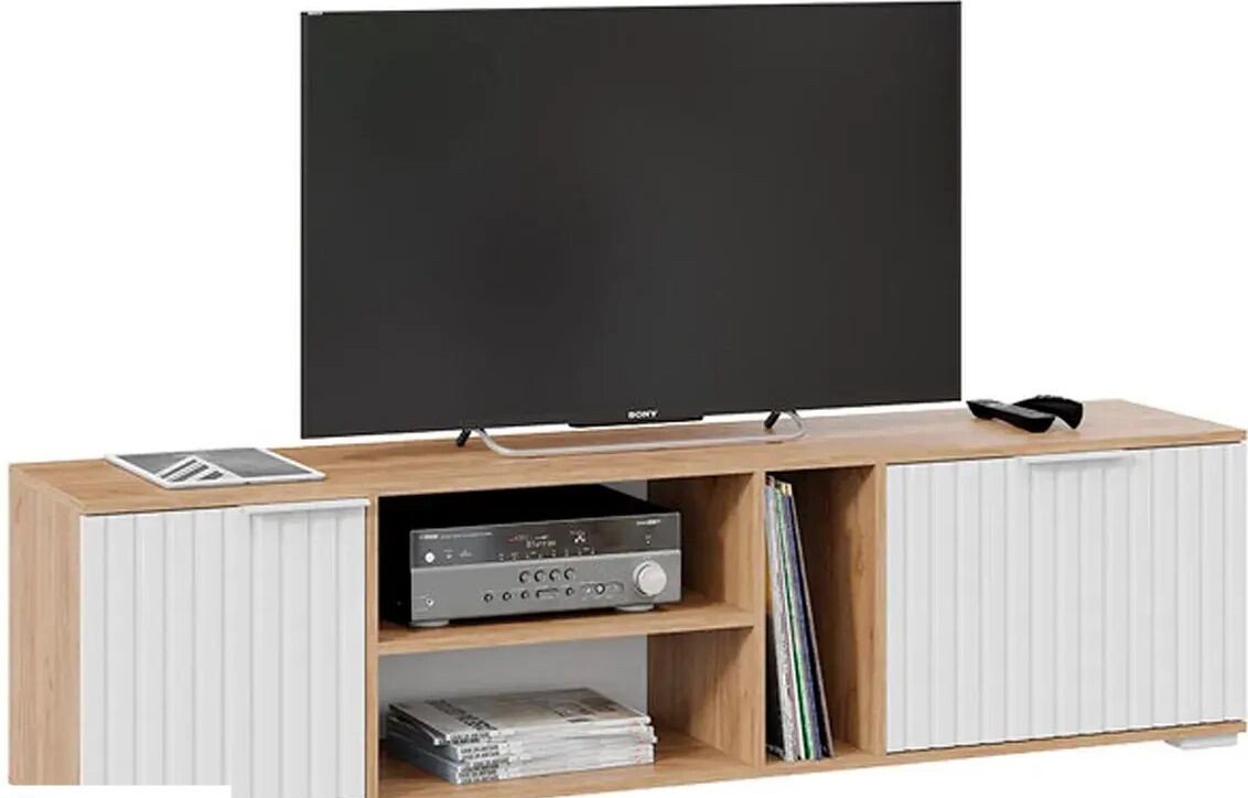 

Тумба Трия Хилтон для ТВ (дуб крафт золотой/белый матовый)