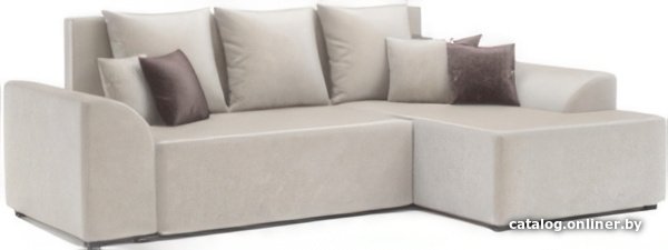Угловой диван Мебель-АРС Каскад правый (бархат бежевый Star Velvet 6 Beige)