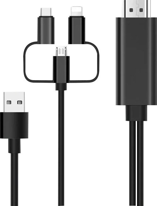 

Кабель USBTOP HDMI - MicroUSB - USB Type-C - Lightning (1.8 м, черный)