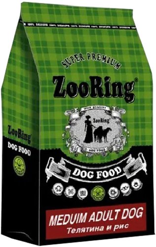 Сухой корм для собак ZooRing Medium Adult Dog Телятина и рис 819583 10 кг