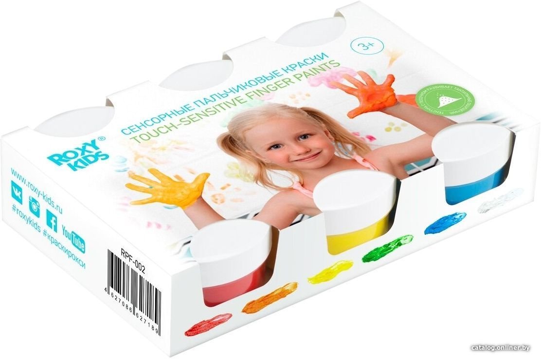 Пальчиковые краски Roxy Kids Сенсорные RPF-002 (6 цв.)