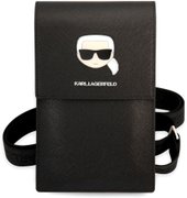Karl Lagerfeld Wallet Phone Bag PU Saffiano Metal Karl head KLWBSAKHPK (черный)