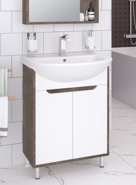 

Runo Тумба под умывальник Эко 60 (напольная, белый/железный камень)