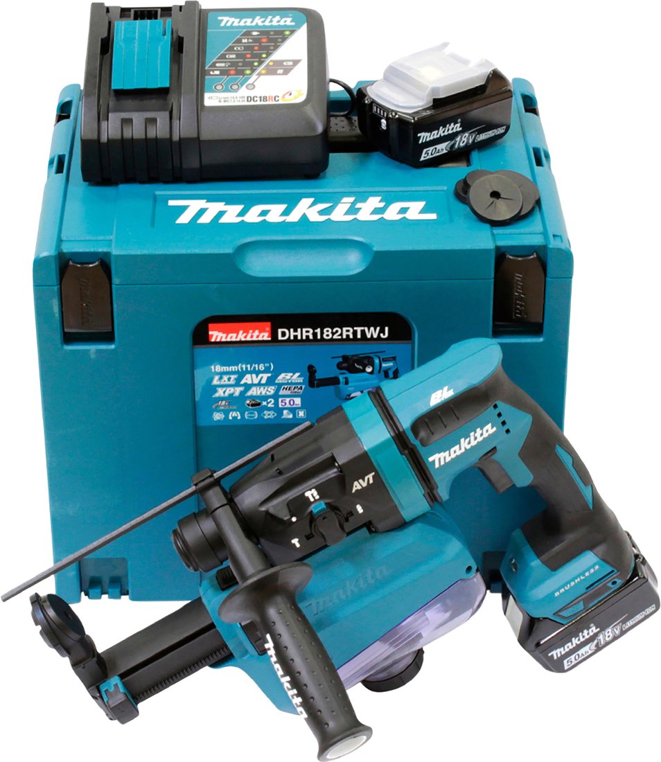 

Перфоратор Makita DHR182RTWJ (с 2-мя АКБ, кейс)