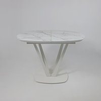 Кухонный стол Listvig Merlin 110-150х75 (МДФ+HPL-пластик белый Monte Belo/белый)