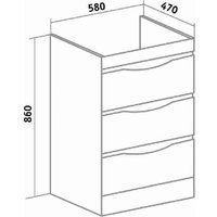  Runo Тумба с умывальником Орион 60 3 ящика + Гамма 120 лайт с левым крылом (напольная, белый)